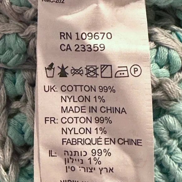 Ksubi Waffle Knit Sweater / Jumper size XS in Mint Blue-Green / Light Gray - Picture 7 of 8